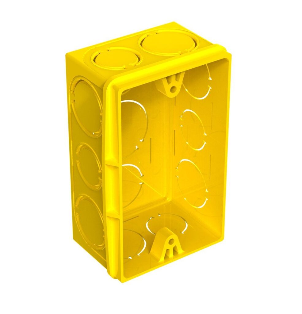 Caja plástica rectangular 5x10cm amarilla – Electrotécnica