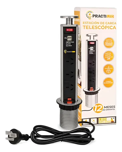 Zapatilla 3 tomas + 2 USB para embutir en mueble - Practiled